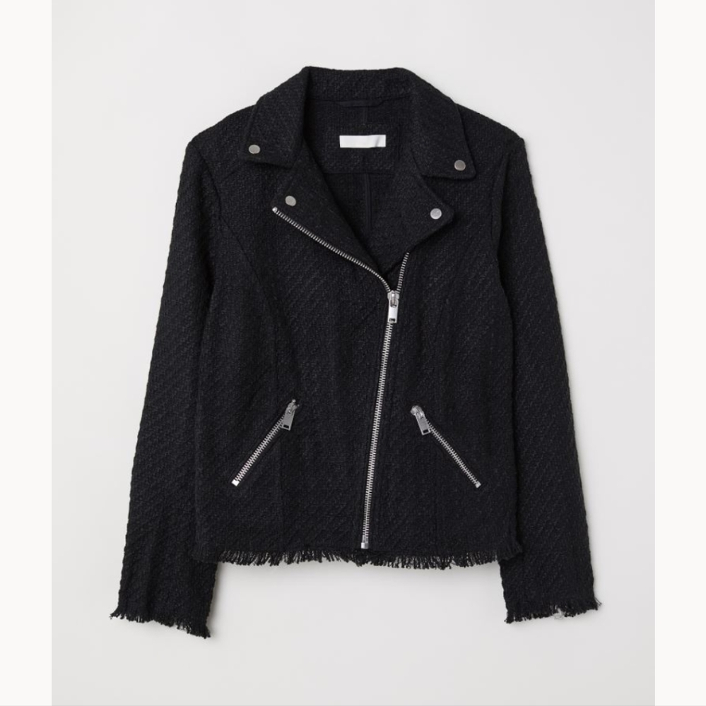 H&M Textured Raw Hem Biker Jacket